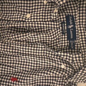 Ralph Lauren Blue Casual Button Down Shirt with Classic Gingham Pattern
